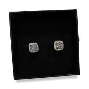 Elegant Silver Stud Earrings with Purple Moissanite